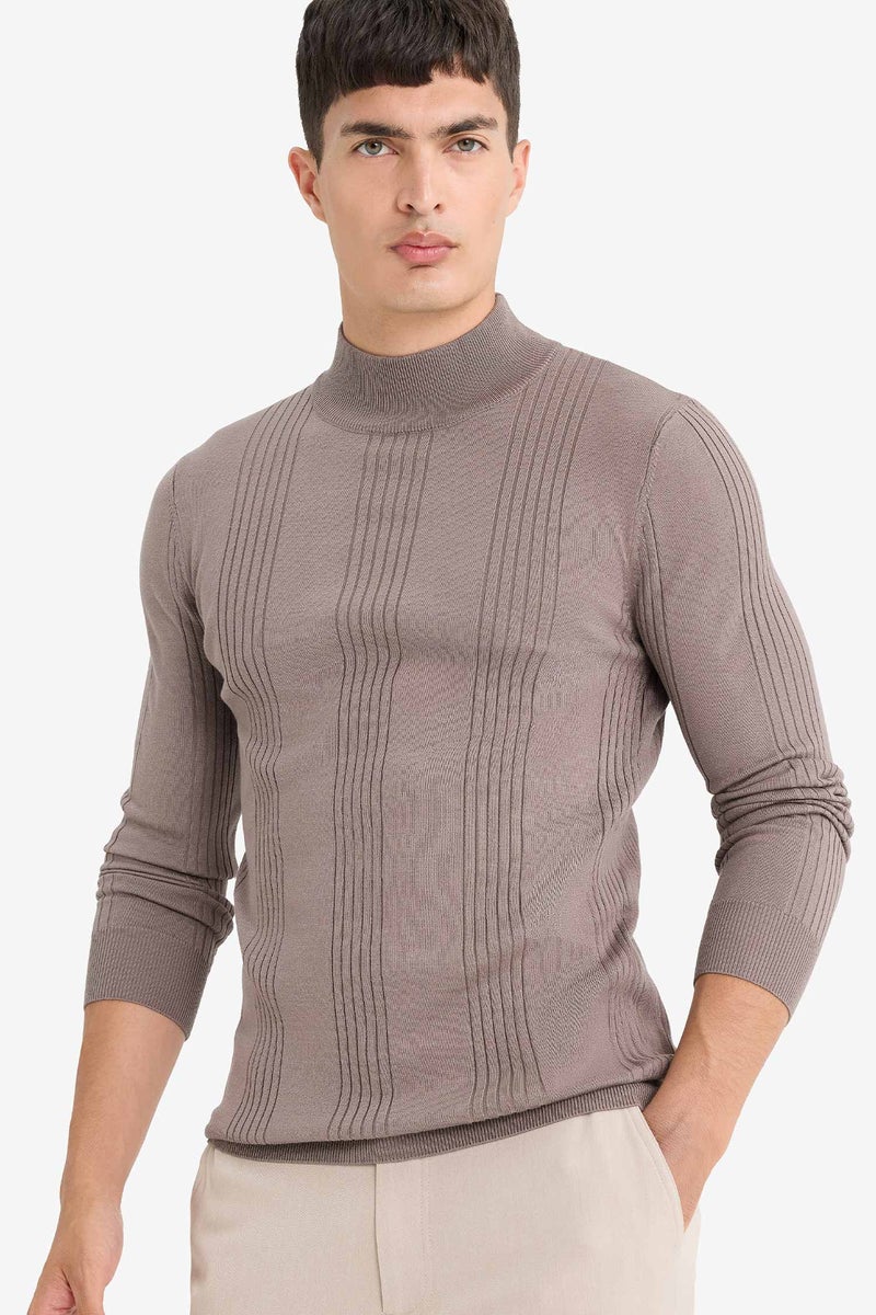DeFacto Beige Man Standard Fit Half Turtleneck Knitwear Pullover Casual - Image 1