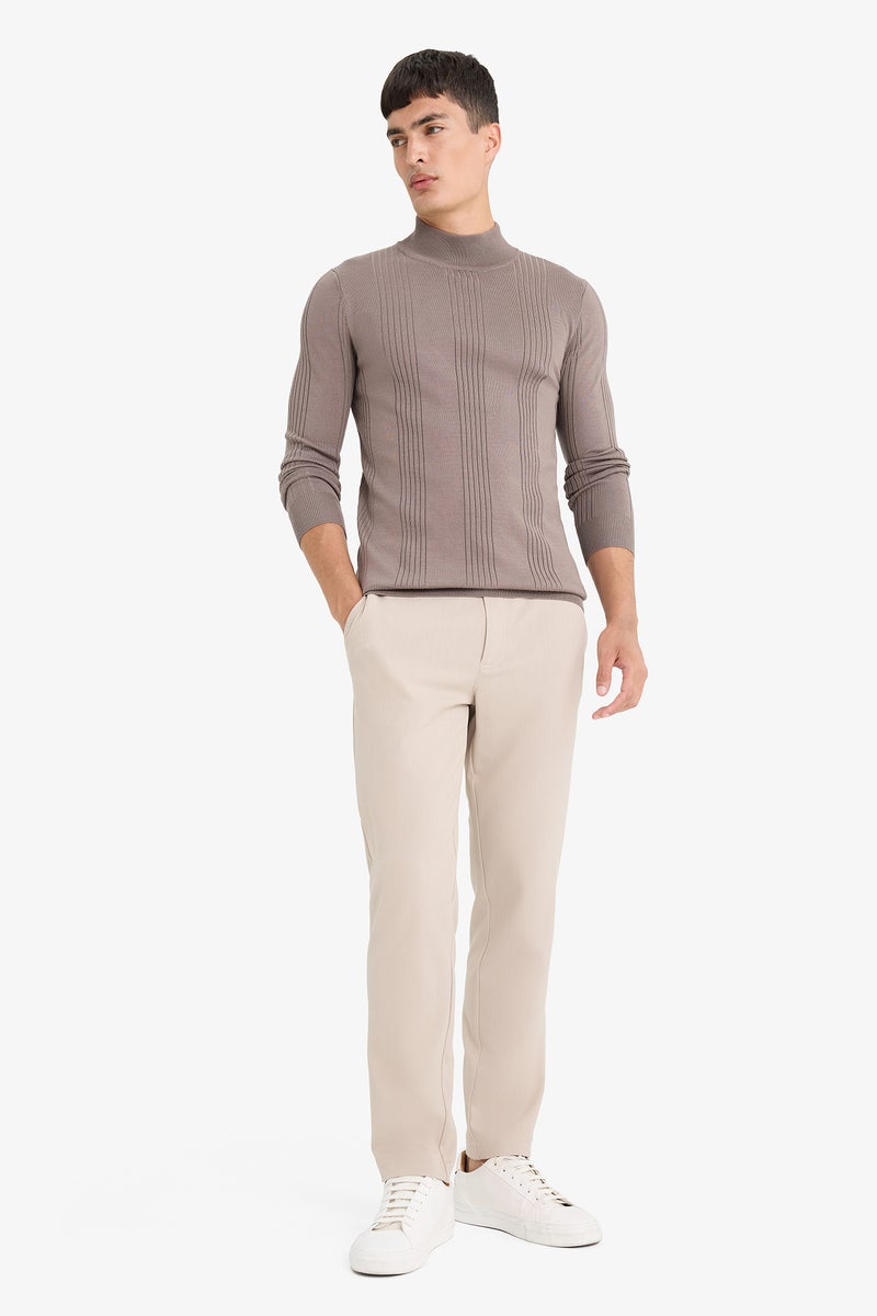 DeFacto Beige Man Standard Fit Half Turtleneck Knitwear Pullover Casual - Image 4