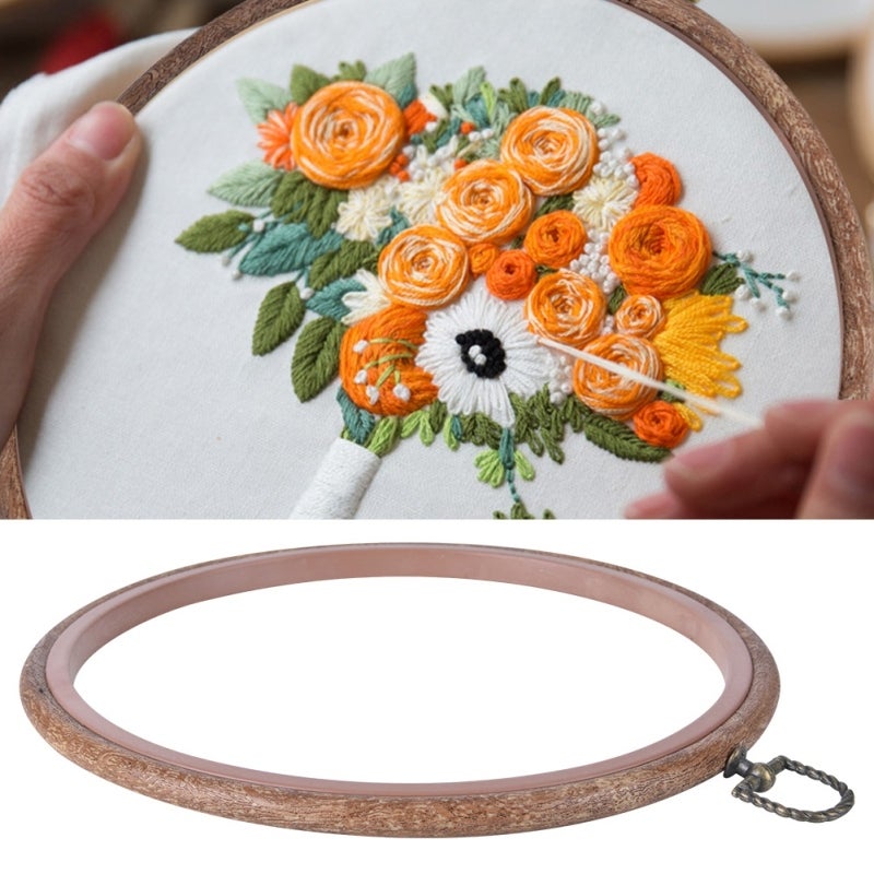 Embroidery Circle: Fine Wood Grain Pattern - Durable & Easy To Use, Cross Stitch Frame For Needle Arts, Fabric Painting & DIY Crafts - Image 3