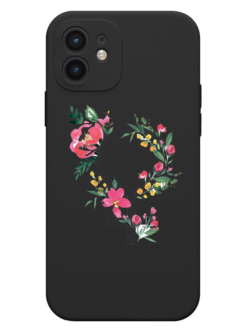 Theodor Protective Slim Fit Case Liquid Silicone Cover with Full Body Protection Anti-Scratch Shockproof Case For iPhone 12 Black  - Womens day - Image 1