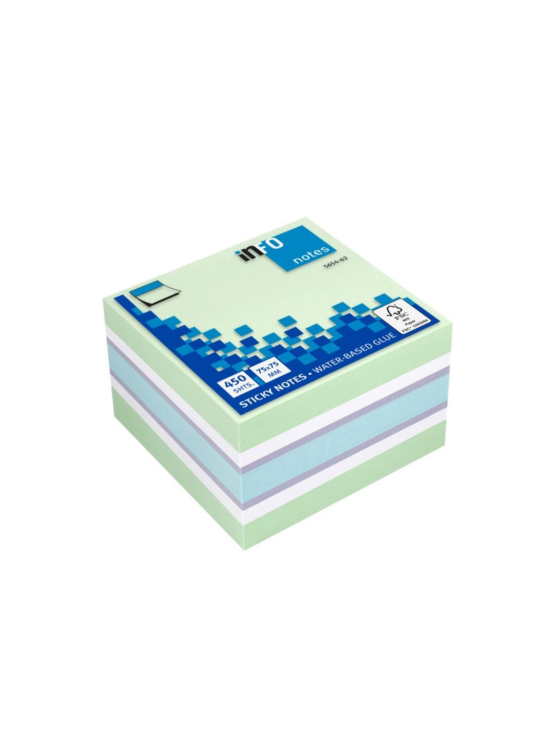 infonotes InfoNote - Colored Sticky Notes 75*75mm - 450 sheets - Image 1