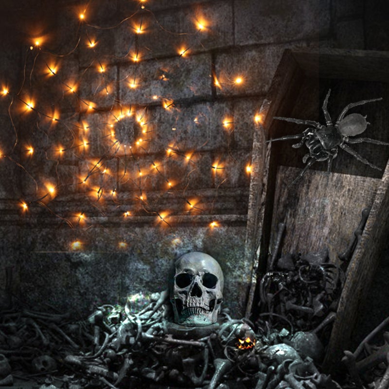 Spider Web Lamp Remote Control 8 Brightness Modes Energy-saving Eye-protection Wall Corner Halloween Decoration - Image 4