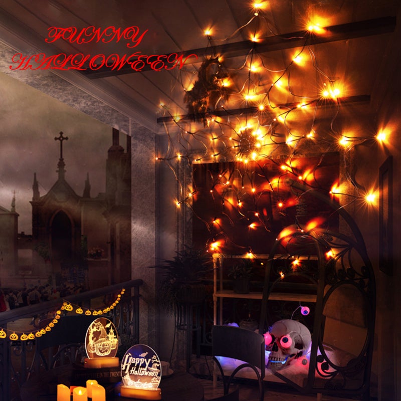 Spider Web Lamp Remote Control 8 Brightness Modes Energy-saving Eye-protection Wall Corner Halloween Decoration - Image 5