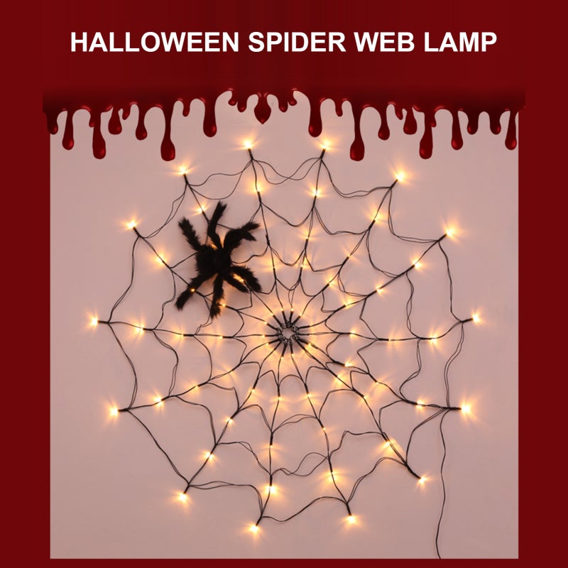 Spider Web Lamp Remote Control 8 Brightness Modes Energy-saving Eye-protection Wall Corner Halloween Decoration - Image 3