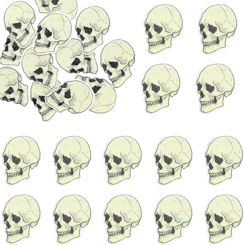 Ephlyn 40Pcs Edible Wafer Paper Cupcake Toppers Edible Skull Cake Picks Horror Skull Cupcake Decors for Halloween Theme Baby Shower Party Cake Decoration Supplies - Image 3
