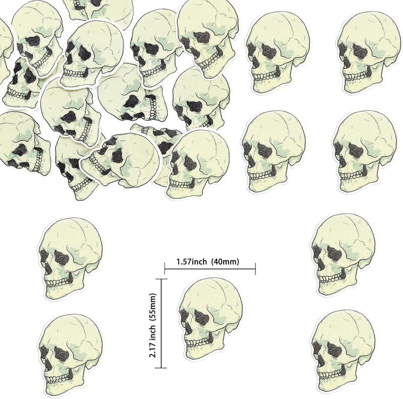 Ephlyn 40Pcs Edible Wafer Paper Cupcake Toppers Edible Skull Cake Picks Horror Skull Cupcake Decors for Halloween Theme Baby Shower Party Cake Decoration Supplies - Image 2