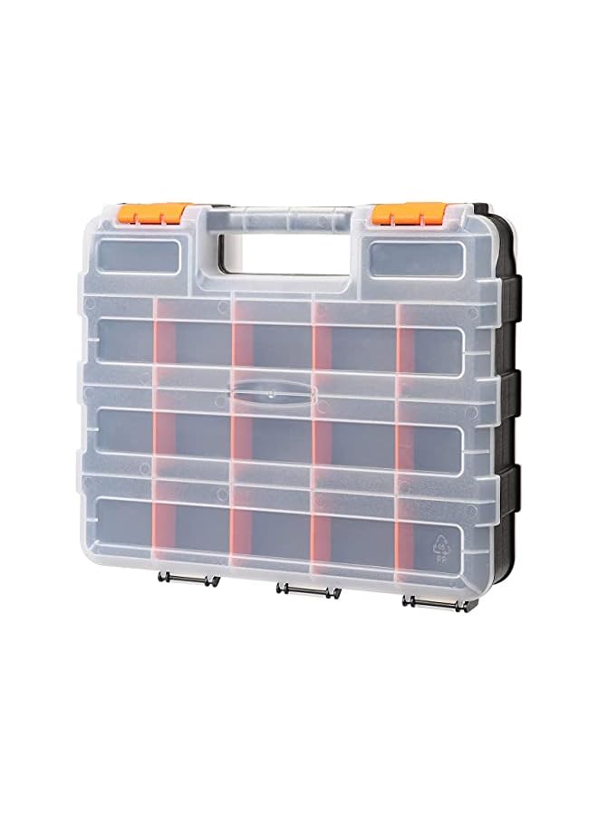 PROMASS promass Double Side Tools Organizer, Customizable Removable Plastic Dividers, Hardware Box Storage in a Slim Design, Excellent for Screws, Nuts, Small Parts, 34-Compartment, Black/Orange  - Image 2