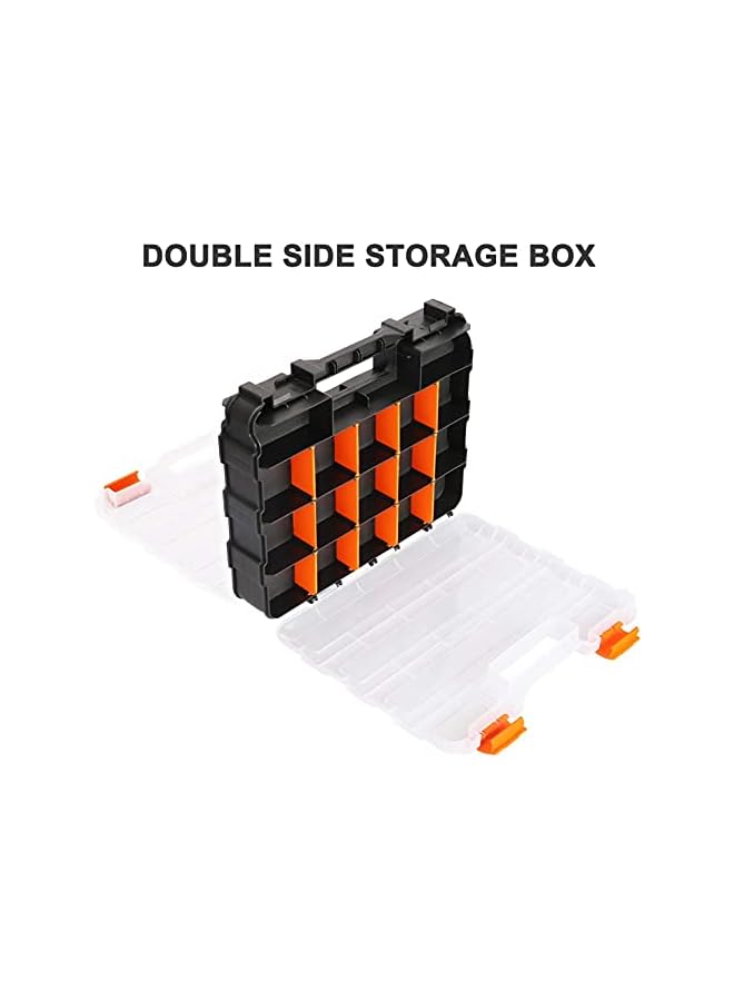 PROMASS promass Double Side Tools Organizer, Customizable Removable Plastic Dividers, Hardware Box Storage in a Slim Design, Excellent for Screws, Nuts, Small Parts, 34-Compartment, Black/Orange  - Image 4
