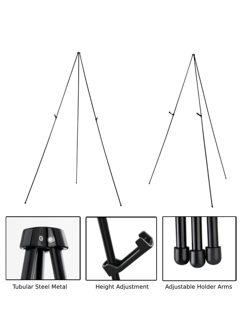 63" Instant Foldable Portable Ground Easel for Wedding Banner and Poster Display Stand, Tabletop Easel Display Metal Tripod with Portable Bag
