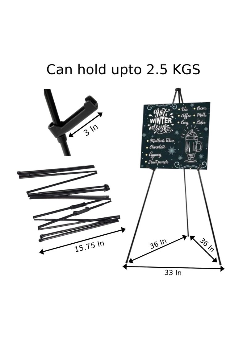 63" Instant Foldable Portable Ground Easel for Wedding Banner and Poster Display Stand, Tabletop Easel Display Metal Tripod with Portable Bag