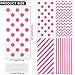 Aodaer 100 Pieces 106 x 51 In Pink Cellophane Bags Plastic Candy Bags Cellophane Treat Bag Polka Dot Stripes Printed Pattern Goodie Gift Bag with Twist Ties for Birthday Baby Showers Weddings Party Supplies - Image 4