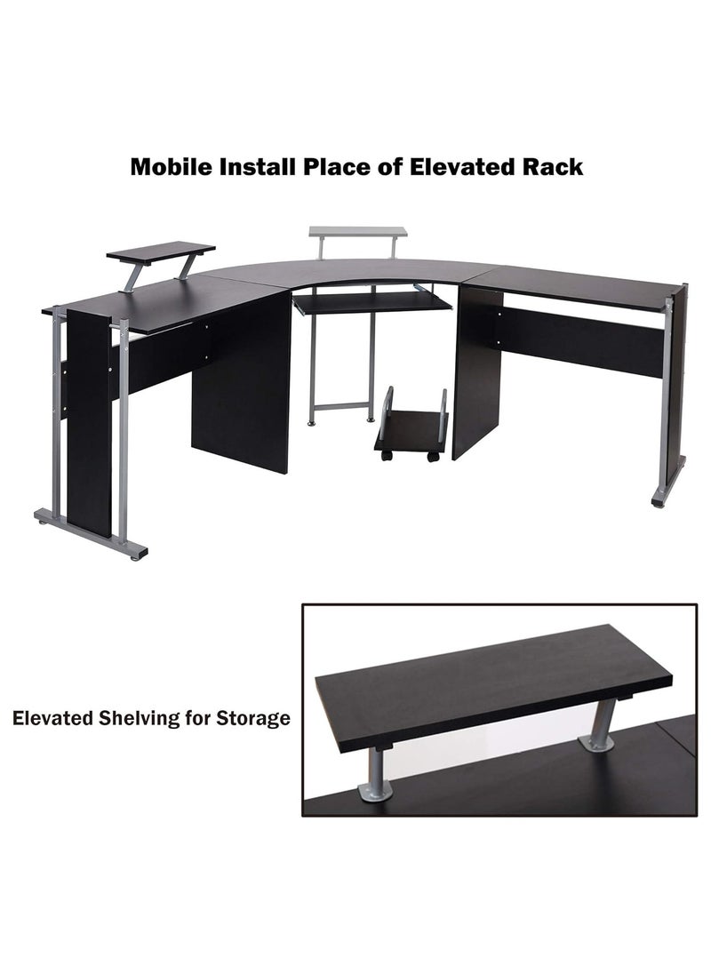 NOAEOU 180×180×77cm L-Shaped Gaming Desk with Wide Curved Desktop,  Ergonomic Corner Computer Table for Home Office and Gaming, Black  - Image 5