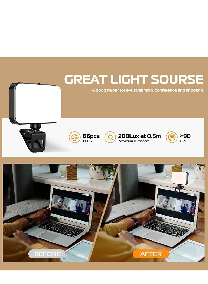 Arabest Photography Light Clip on Phone Laptop For Selfie Live Broadcasting Confrence Online Lesson Makeup TikTok Videos High Brightness 66 Beads Multiple Modes Black - Image 3