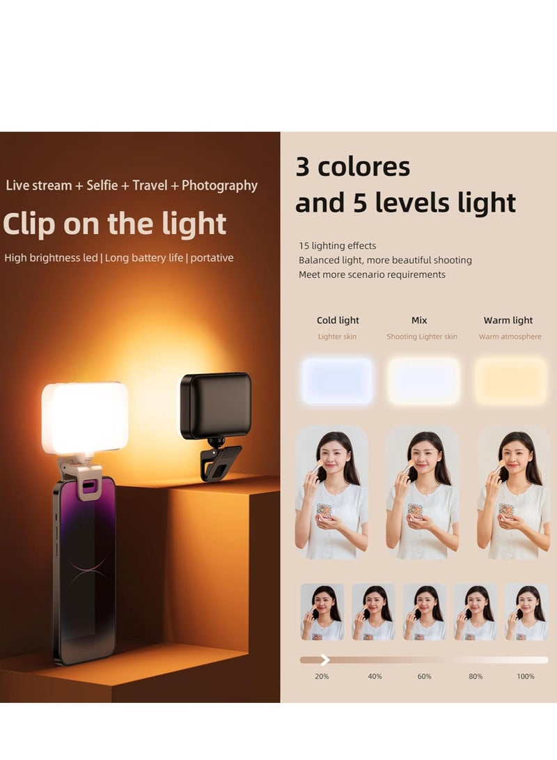 Arabest Photography Light Clip on Phone Laptop For Selfie Live Broadcasting Confrence Online Lesson Makeup TikTok Videos High Brightness 66 Beads Multiple Modes Black - Image 2