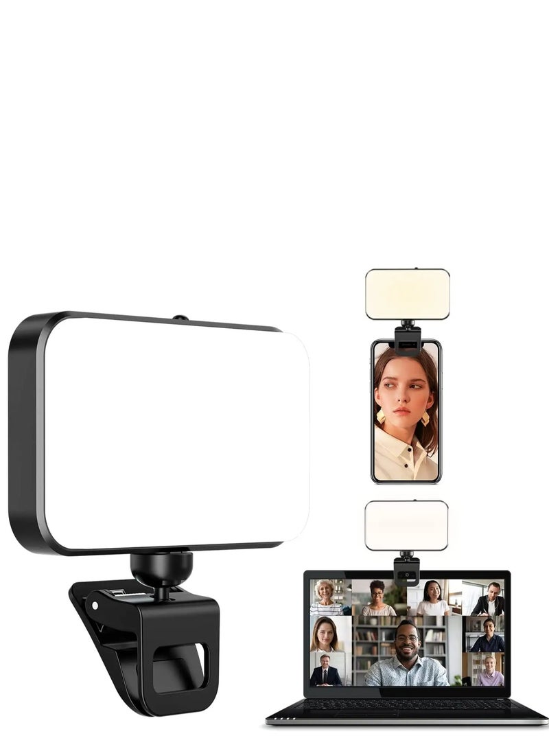 Arabest Photography Light Clip on Phone Laptop For Selfie Live Broadcasting Confrence Online Lesson Makeup TikTok Videos High Brightness 66 Beads Multiple Modes Black - Image 1