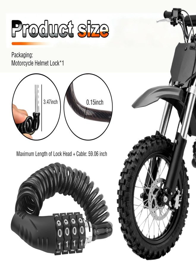 VKQTS Motorcycle Helmet Lock with Retractable Cable & 4-Digit Combination,Anti Theft Bike Locks for Helmets Fit Through Small Holes,Lightweight Helmet Lock Motorcycle Accessories - Image 2