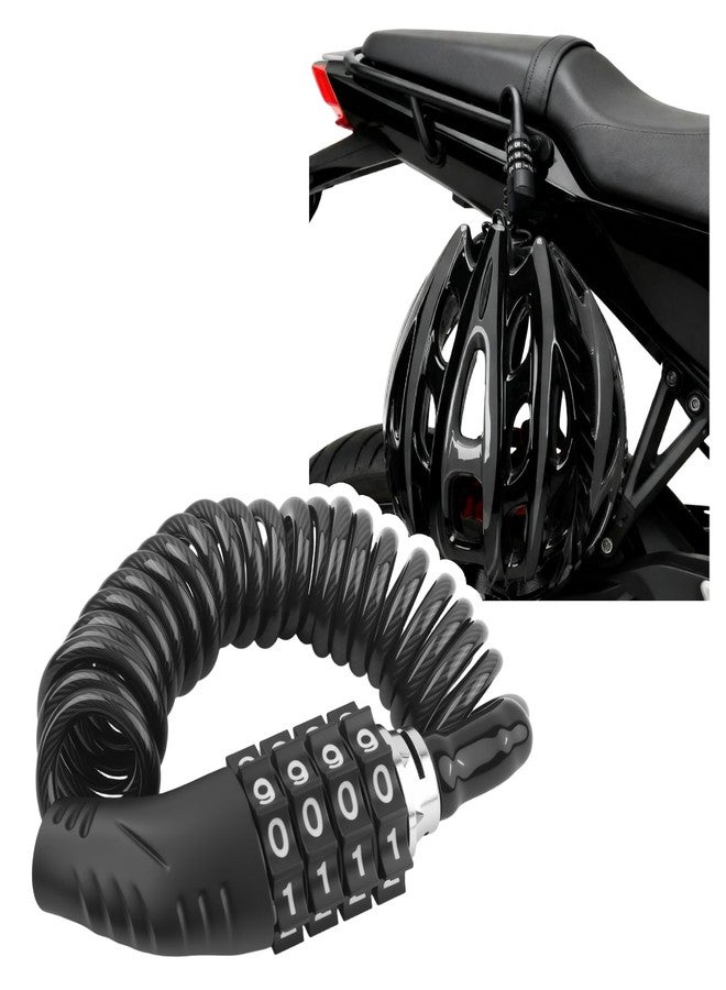 VKQTS Motorcycle Helmet Lock with Retractable Cable & 4-Digit Combination,Anti Theft Bike Locks for Helmets Fit Through Small Holes,Lightweight Helmet Lock Motorcycle Accessories - Image 1