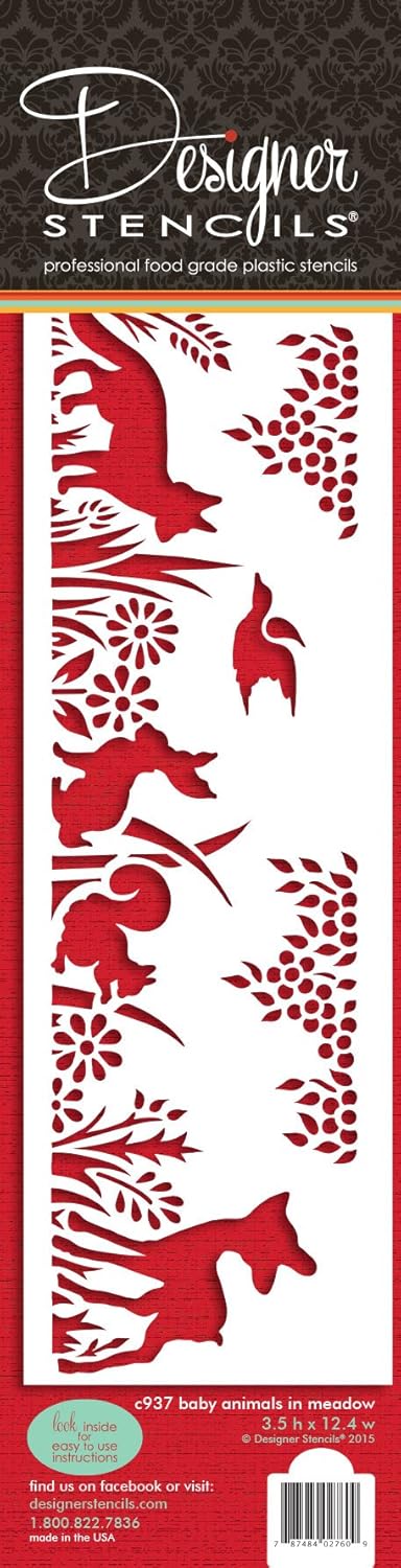 Designer Stencils Baby Animals in the Meadow Cake Stencil Side by Designer Stencils - Image 1