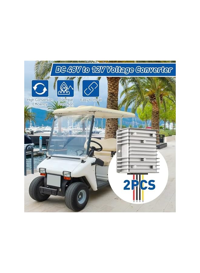 promass 2 Pcs Golf Cart Voltage Reducer, 10A 120w DC to DC Buck Converter, 48V 36V to 12V Converter Voltage Reducer Step Down Transformer Waterproof, for Golf Cart Club Car Audio LED Strip Light - Image 3