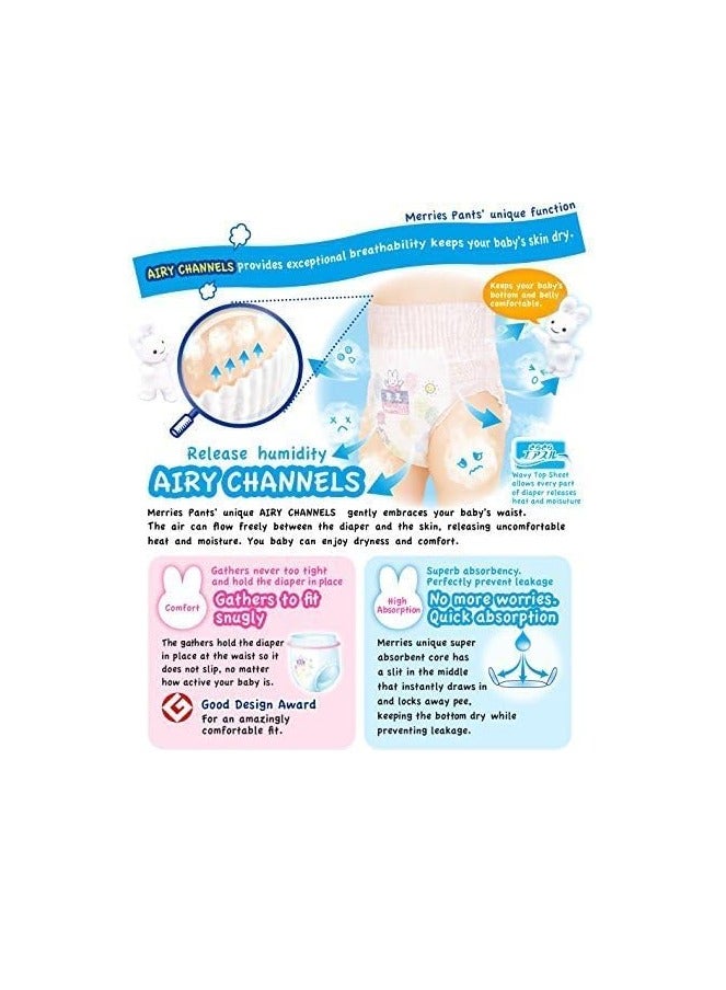 Merries Japanese Merries Diapers Pants  Smooth Air-Through - Comfortable Fit - Prevents Leakage from The Sides  ,M 58 pcs, 6-11KG,Pack of 3 - Image 2
