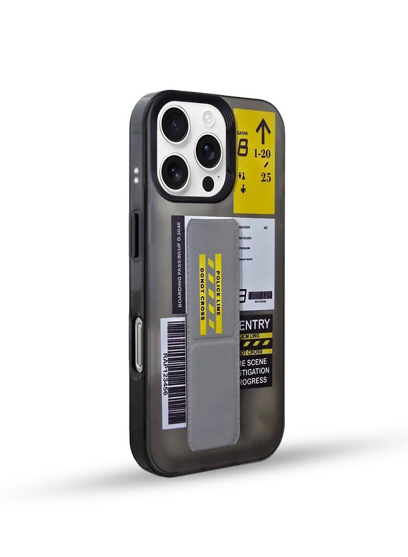 Techie تصميم نص تذكرة السفر الجمالي بغطاء خلفي مزود بمقبض آمن لجهاز أبل آيفون 16 برو ماكس - Image 2