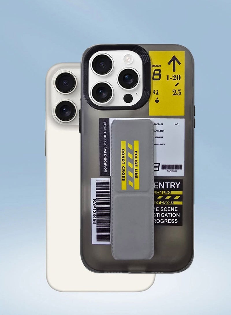 Techie تصميم نص تذكرة السفر الجمالي بغطاء خلفي مزود بمقبض آمن لجهاز أبل آيفون 16 برو ماكس - Image 3