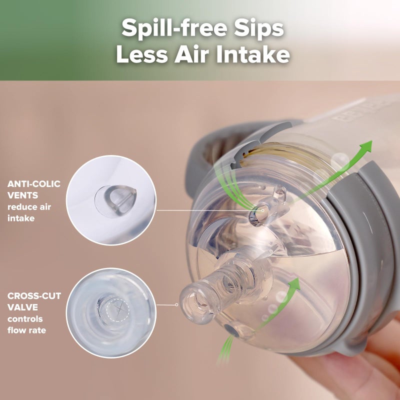 haakaa Weighted Straw Sippy Cup for 6+ Month Old, Silicone Baby Straw Cup Toddler Water Bottle with Straw Brush, 8oz/250ml, Grey - Image 5