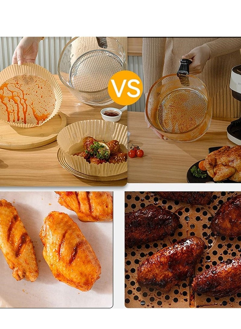 Air Fryer Liner 100 PCS Round Disposable Baking Paper Non-Stick Paper Parchment for Air Fryer, Steamer, Microwave, Frying Pan(7.9IN) - Image 3