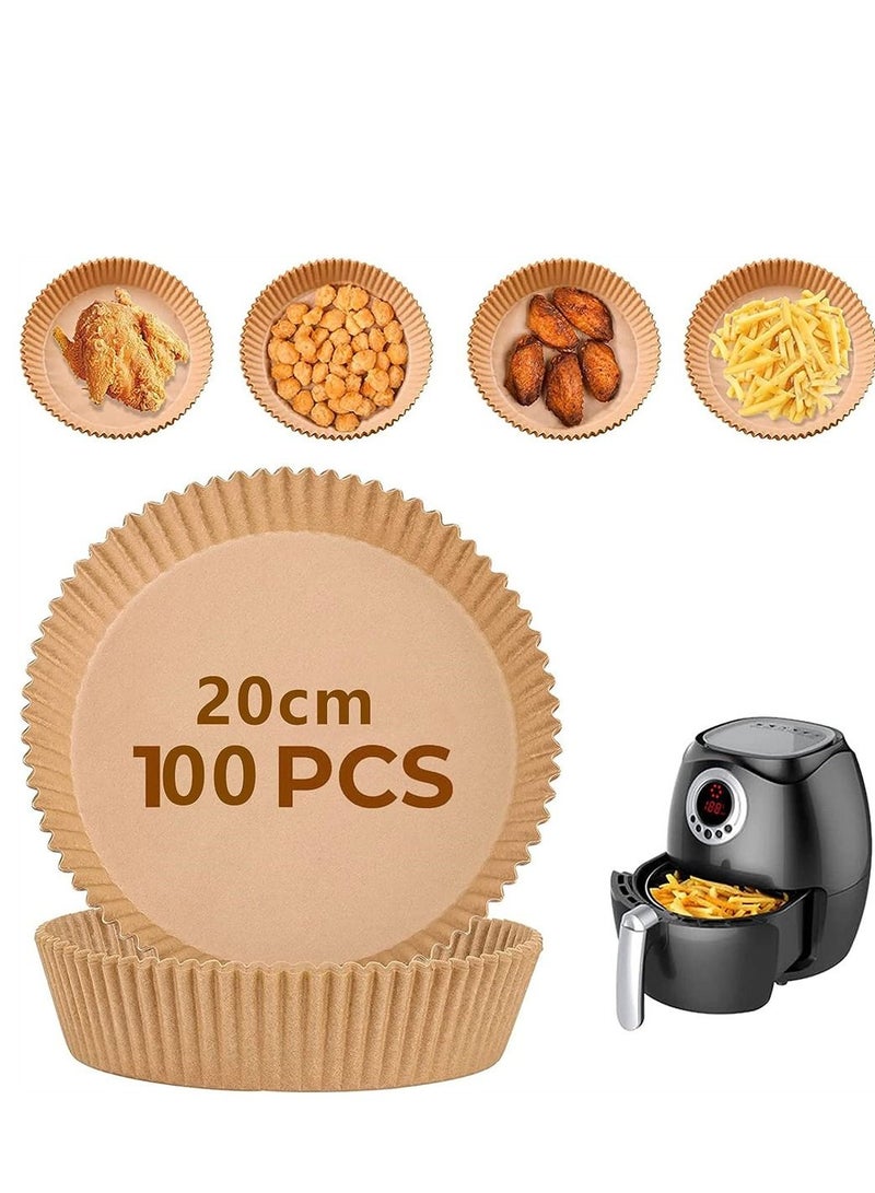 Air Fryer Liner 100 PCS Round Disposable Baking Paper Non-Stick Paper Parchment for Air Fryer, Steamer, Microwave, Frying Pan(7.9IN) - Image 1