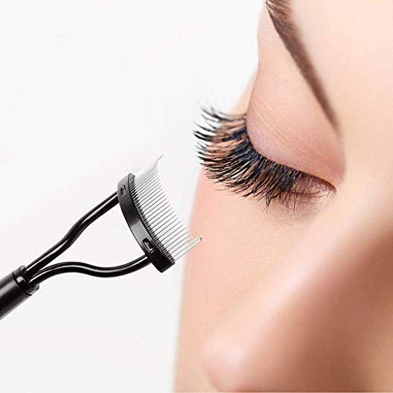 Cozy Eyelash Comb Curler Eyebrow Brush Eyelash Separator Mascara Applicator Eyelash Definer With Comb Cover Arc Designed Cosmetic Brushes Tool Black - Image 1