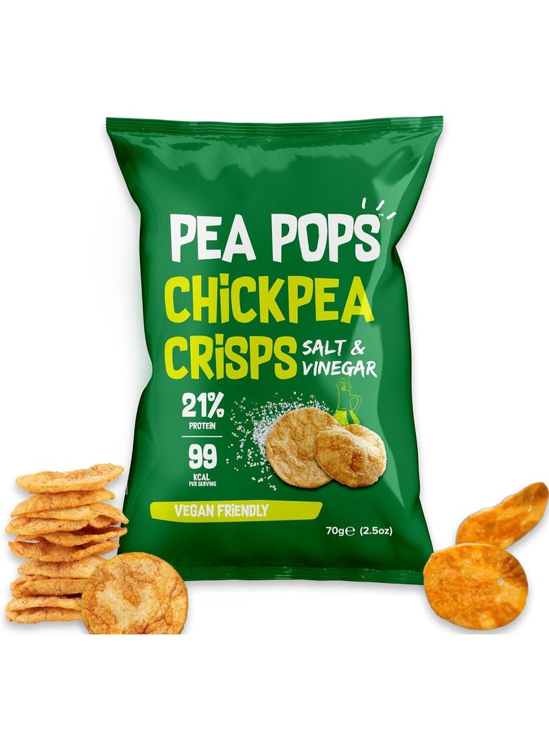 Pea Pops Healthy Chickpea Crisps - Low Calorie, Gluten Free, 28% Protein Snacks that are Popped Not Fried ( 70g, Salt & Vinegar) - Image 1