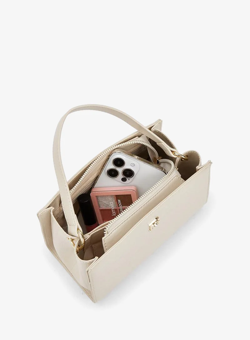 Flora Bella By Shoexpress CREAM Textured Shoulder Bag With Detachable Strap for Women | Best Price UAE