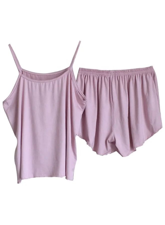 Ladies Plus-size Pajamas Home Suit Women's Summer halter Print Shorts Two-Piece Set - Image 2