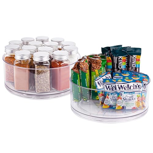 Oizeir Lazy Susan Turntable (2-Pack) - Clear Acrylic, Rotates 360 Degrees, Easily Organize Your Fridge, Cabinet or Counter - Carousel Storage for Food, Spices, Cosmetics - Image 1