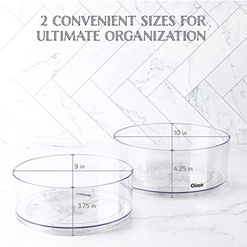 Oizeir Lazy Susan Turntable (2-Pack) - Clear Acrylic, Rotates 360 Degrees, Easily Organize Your Fridge, Cabinet or Counter - Carousel Storage for Food, Spices, Cosmetics - Image 2
