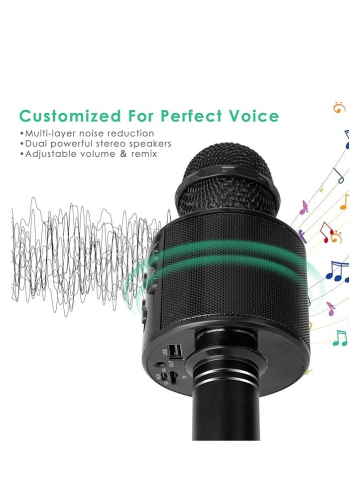 GUDOO Wireless Bluetooth Karaoke Microphone for Kids and Adults, 5-in-1 Portable Handheld Karaoke Mic Speaker Player Recorder with Adjustable Remix FM Radio for Girls Boys Teens Adults - Image 3