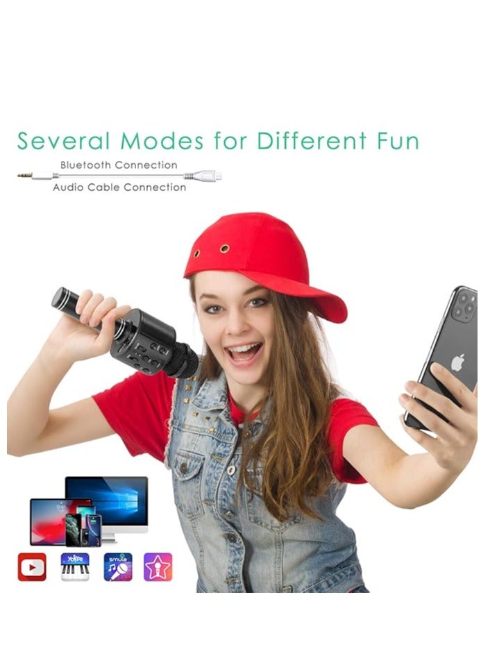 GUDOO Wireless Bluetooth Karaoke Microphone for Kids and Adults, 5-in-1 Portable Handheld Karaoke Mic Speaker Player Recorder with Adjustable Remix FM Radio for Girls Boys Teens Adults - Image 4