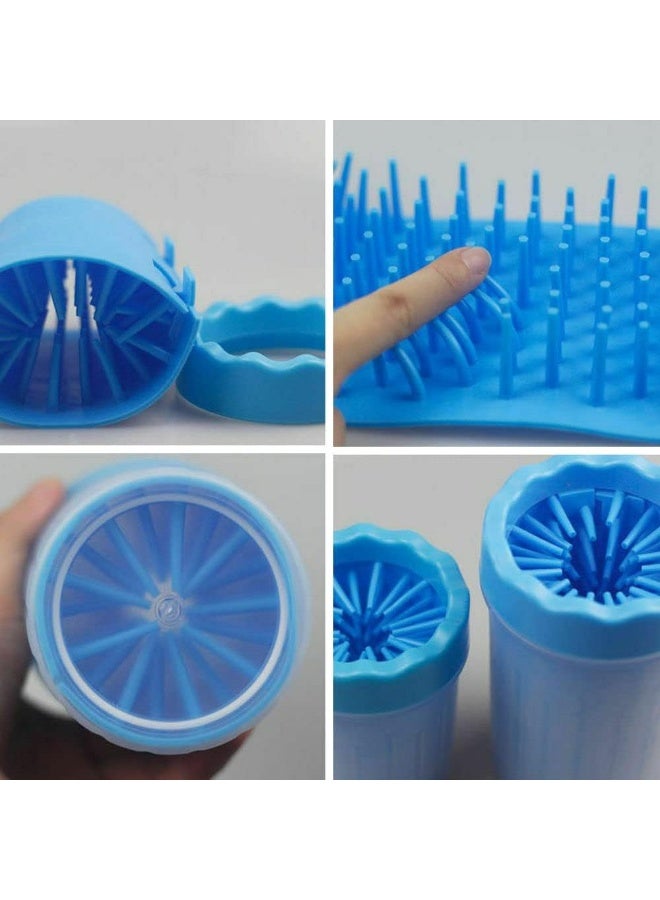 فرشاة تنظيف الحيوانات الأليفة السيليكون المحمولة ، كأس غسالة الكف الطينية للكلاب والقطط ، هدية تنظيف القدم لأصحاب الحيوانات الأليفة (أزرق وصغير) - Image 3