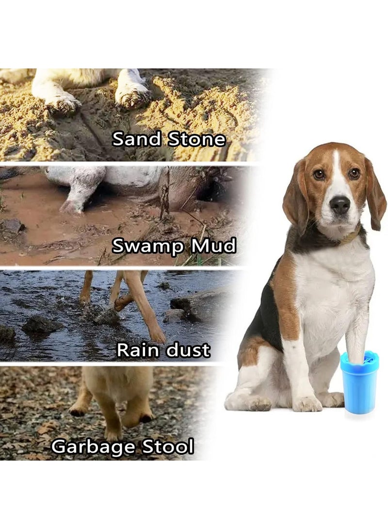 فرشاة تنظيف الحيوانات الأليفة السيليكون المحمولة ، كأس غسالة الكف الطينية للكلاب والقطط ، هدية تنظيف القدم لأصحاب الحيوانات الأليفة (أزرق وصغير) - Image 4