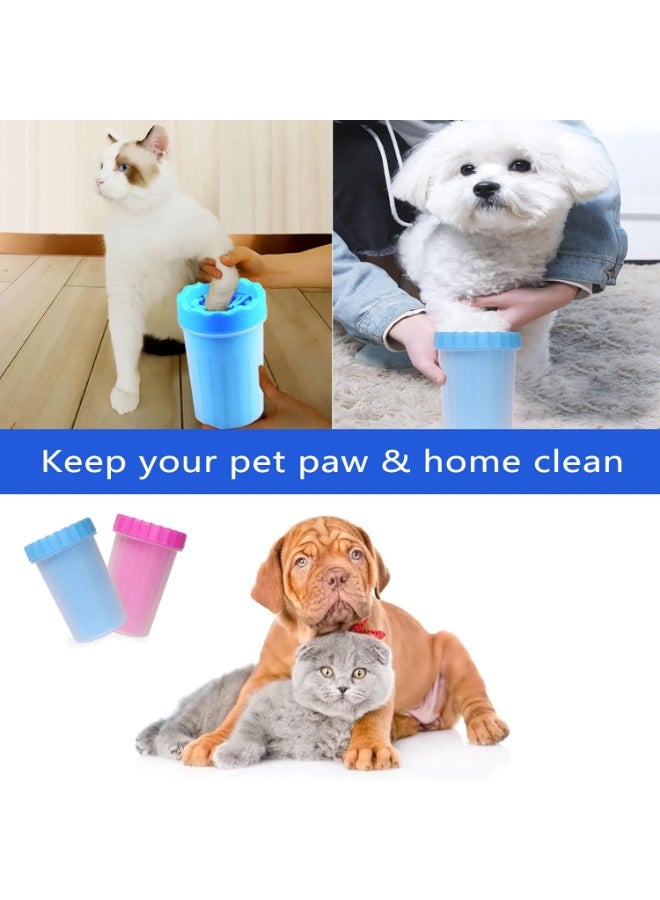 فرشاة تنظيف الحيوانات الأليفة السيليكون المحمولة ، كأس غسالة الكف الطينية للكلاب والقطط ، هدية تنظيف القدم لأصحاب الحيوانات الأليفة (أزرق وصغير) - Image 5