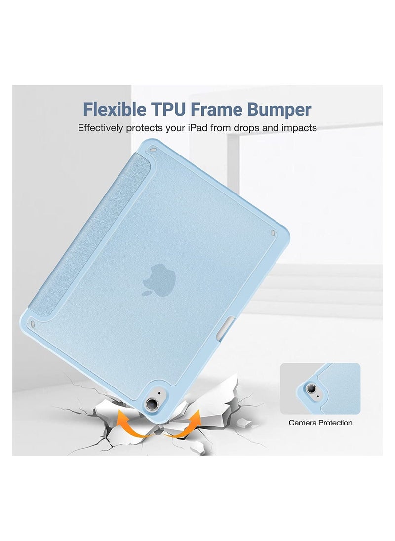 ELTRAZONE iPad Air 5/4 10.9 Inch Case 2022 2020 with Pencil Holder, Trifold Lightweight Hard Shell Slim Smart Cover for 10.9" iPad Air 5th 4th Generation -SkyBlue - Image 3