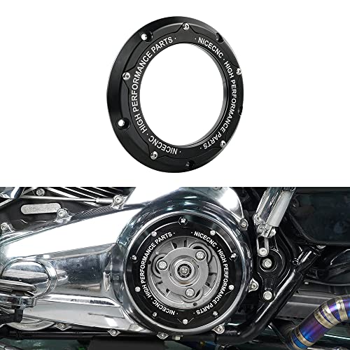 NICECNC Black Derby Cover Clutch Cover Compatible with Harley Davidson CVO Limited FLHTKSE 2014-2020,Road Glide FLTRX/Road King FLHR,CVO Street Glide FLHXSE/2/3,Freewheeler FLRT,SEE FITMENT - Image 1