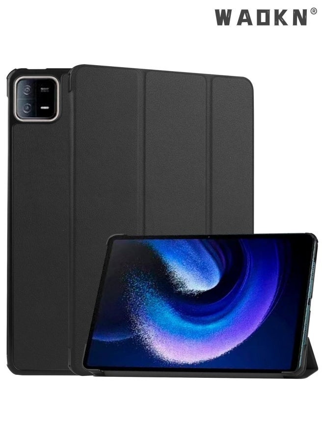vesus Case for Xiaomi Pad 6 / Xiaomi Pad 6 Pro 2023, Slim Lightweight Hard Shell Cover with Three fold Stand, with Auto Sleep Wake Anti-scratch Smart Protective Cover (Black) - Image 1