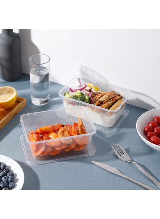 Maryya Disposable Food Container Square 1000ml*20 Sets Takeout Picnic Box Thickened With Lid Plastic Microwaveable - Image 2