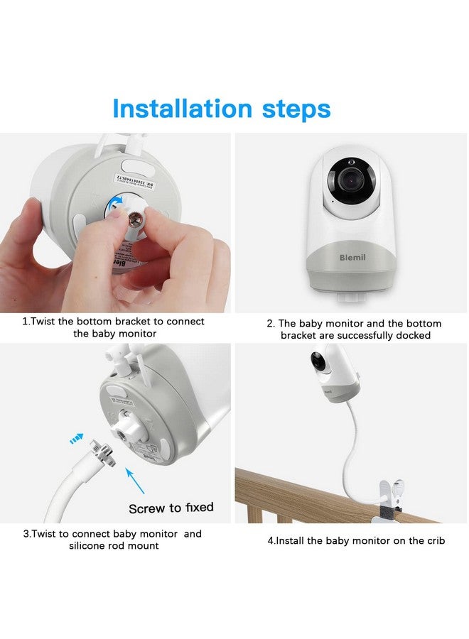 HOLACA Flexible Clip Mount for Hellobaby HB6550/HB65/HB66/HB248, Blemil Baby BL9052-2,JUAN2215 and VTimes302 Baby Monitor Camera Stand Bracket for Crib Without Tools or Wall Damage (Clip Mount) - Image 3