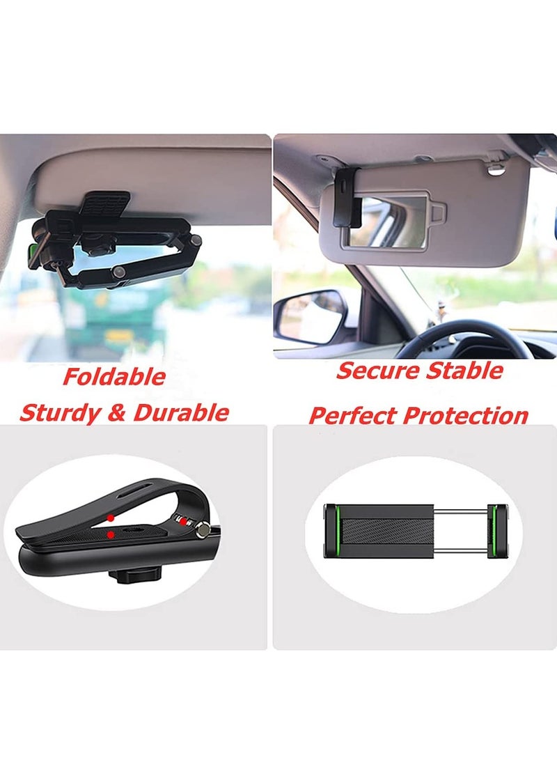 Car Phone Holder Mount Multifunctional Cell Phone Stand HIYITKS Universal Adjustable Arm Cradles Car Holder Mount Phone Car Clip Mount for Sun Visor Rearview Mirror Steering Wheel (Green) - Image 5
