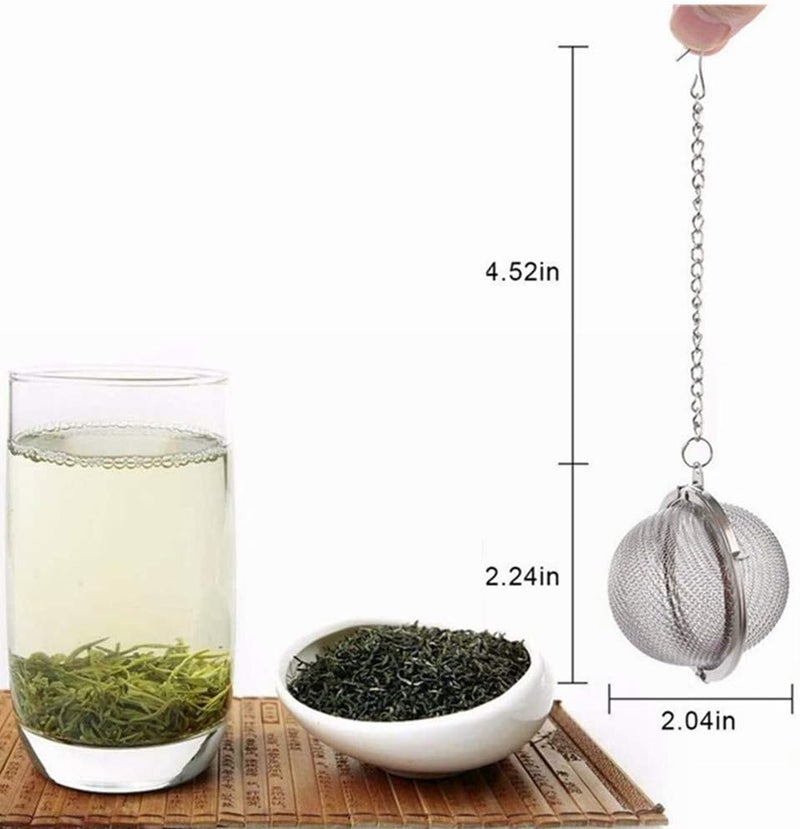 SHUO 2pcs Stainless Steel Tea Strainer Mesh Tea ball Filter Net Round With Chain - Image 3