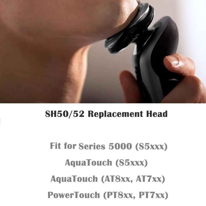 Suleto SH50/52 Replacement Heads Compatible with Philips Series 5000 Electric Shaver, Sh50 Replacement Blades Head Compatible with noreclo Series 5000, ATXX(S5xxx), PTXX (PT8xx, PT7xx) 3-Pack W/Brush - Image 5
