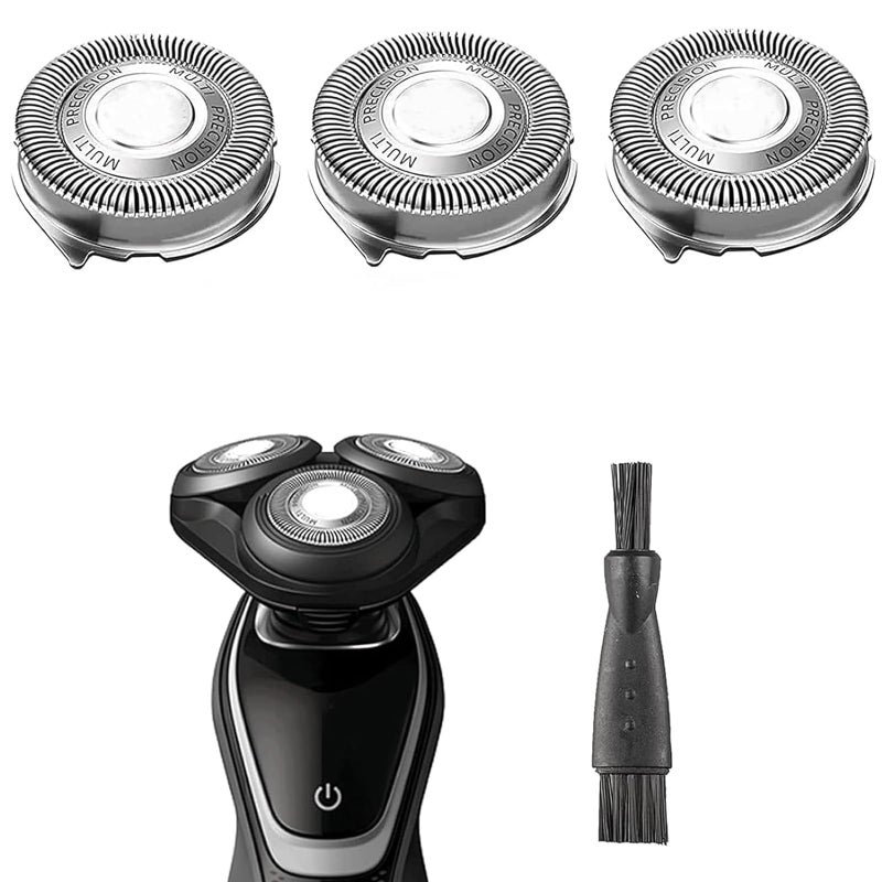 Suleto SH50/52 Replacement Heads Compatible with Philips Series 5000 Electric Shaver, Sh50 Replacement Blades Head Compatible with noreclo Series 5000, ATXX(S5xxx), PTXX (PT8xx, PT7xx) 3-Pack W/Brush - Image 1