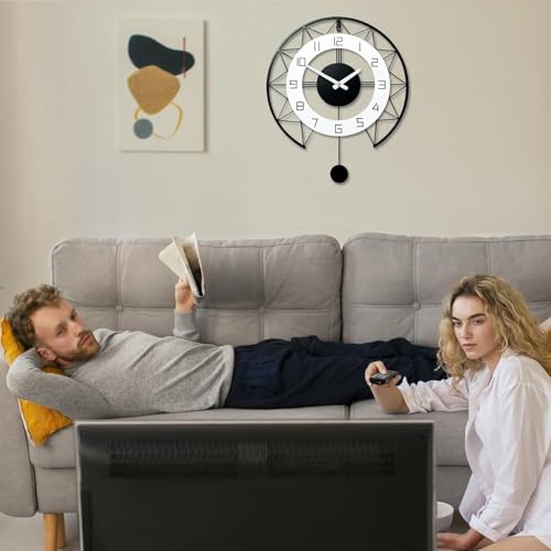 AVVIC MART Wall Clock Stylish Metal Analog Wall Clock for Living Room, Bedroom, Office, Kitchen, Home and Hall | Antique Fancy Big Size Modern Wall Watch (Black(ST-28), 40 CM) - Image 4